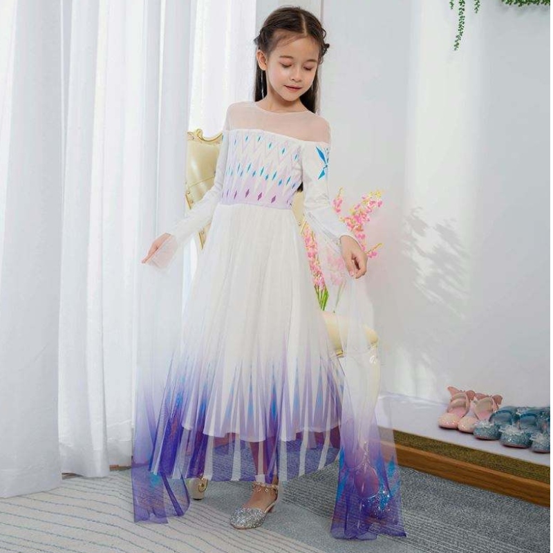 Baige New Design Girls Anna White Dress COSPLAY Party Dress Up Princess Elsa Movie Children Clothes