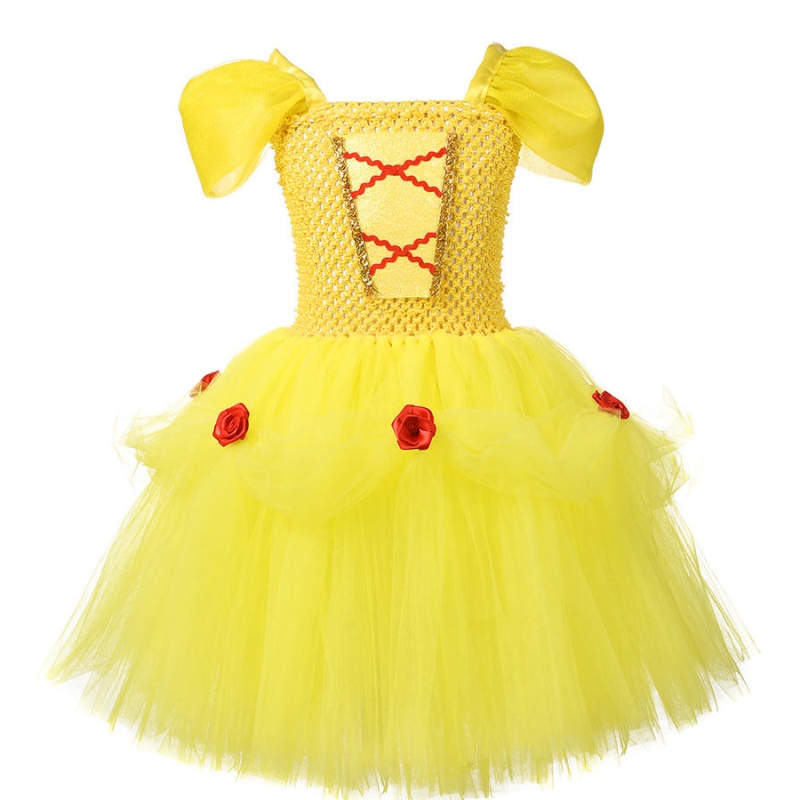 Abbigliamento principessa vestito al costume a strati di spalla per bambina