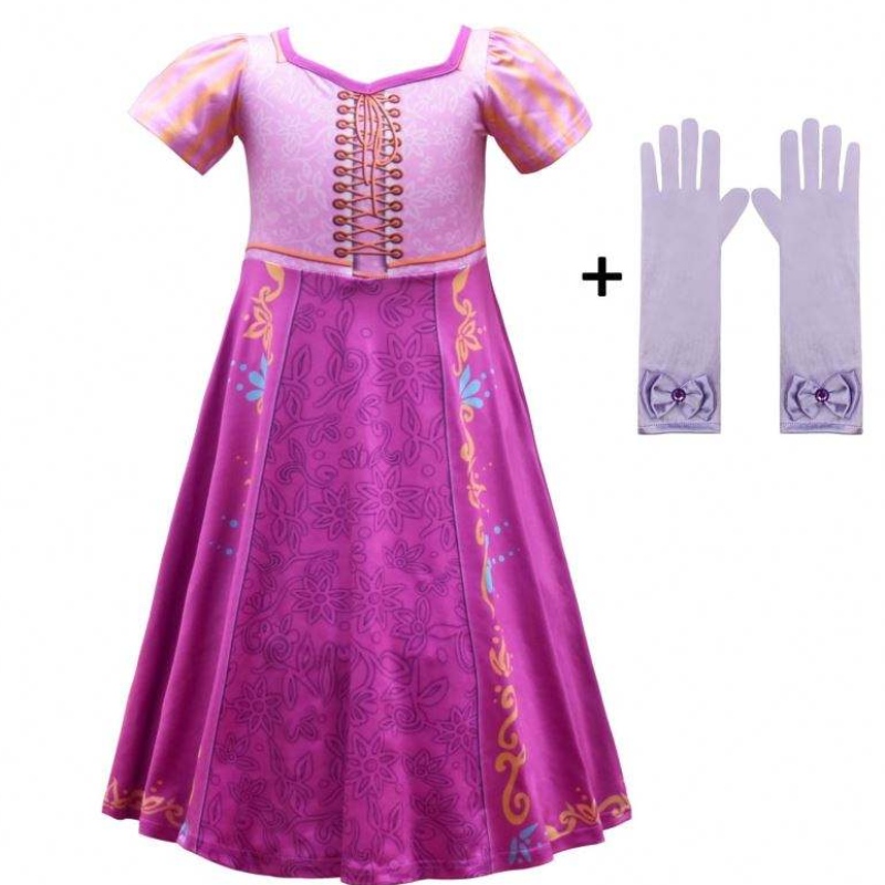 Nuovo stile Rapunzel Girls Dress Long Cosplay Costume Ice Princess Cartoon Skirt per Party 3753