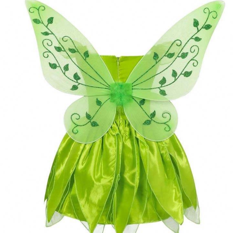 TODDLER KID HALLOWEEN COSPLAY Birthday Outfit Set Dancing Butterfly Green Fairy Wing Bell Bell Dress 2-10T HCTB-001