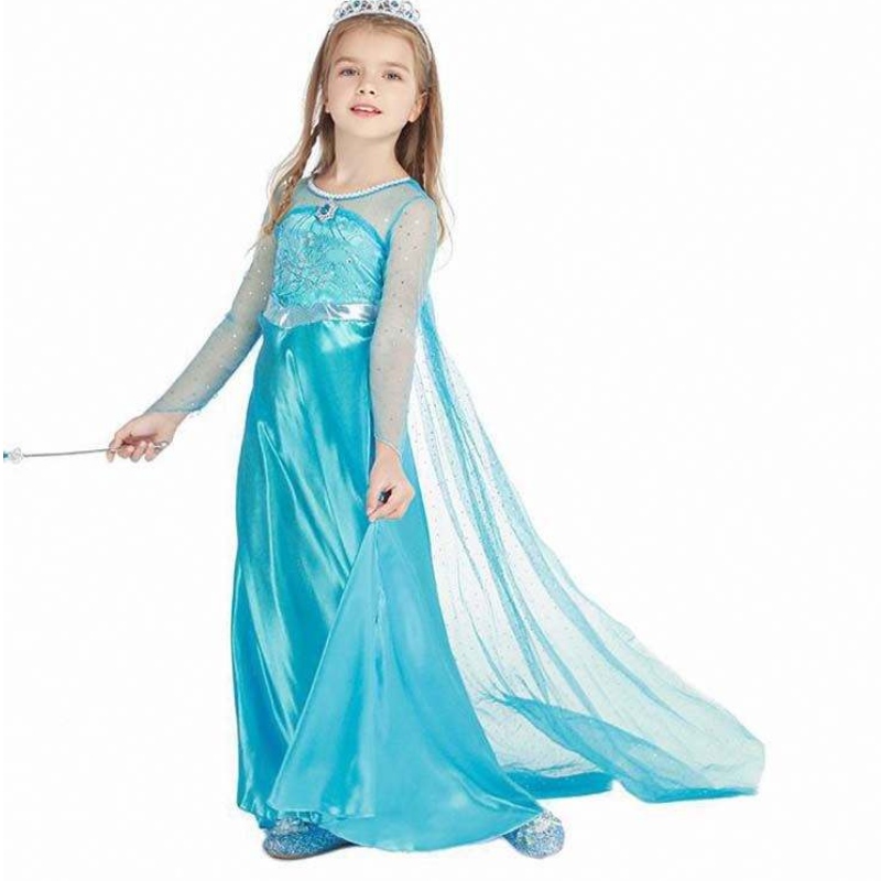 BAMBINO \\\\ \'Wear Kids Party Cosplay Costume Caseve Lunga Girl Elsa Set di abiti Elsa Anna Dress 3-8T HCGD-001