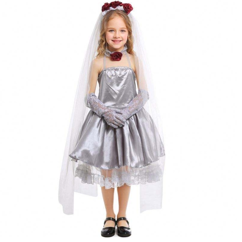 Costume da cosplay di Halloween Fancy Grey Girl Ghost Bride Abito costume HCVM-009