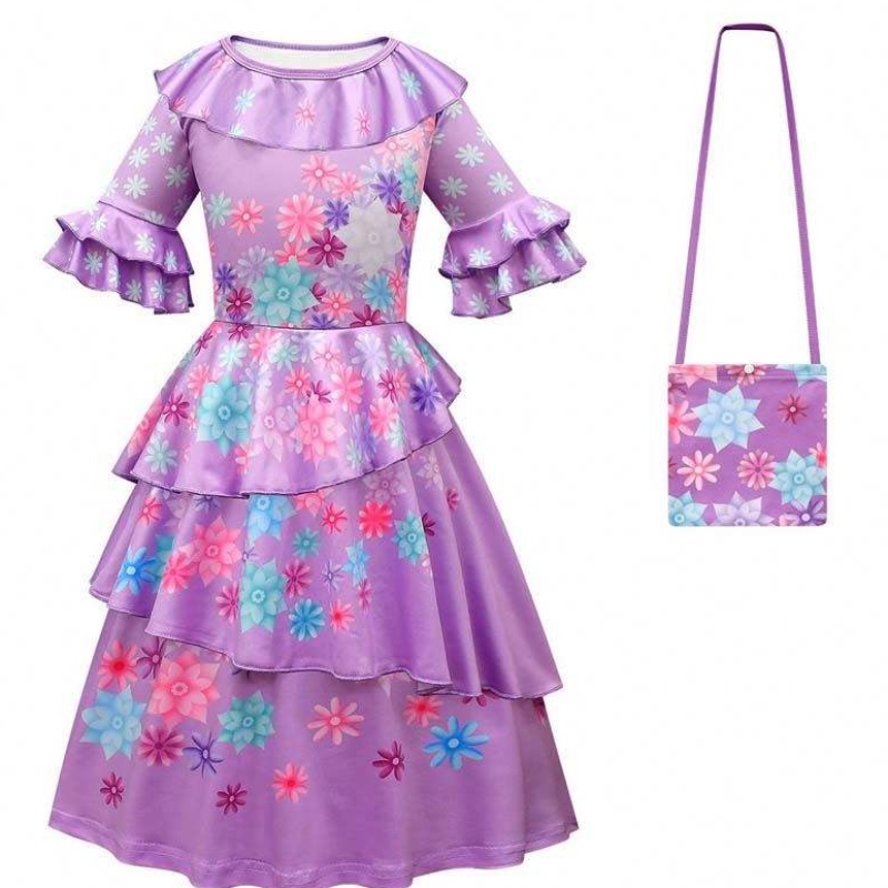 Carnival Halloween Princess Party Bruffle Flower Abito lungo costume mirabel encanto 90-170 cm HCIS-006