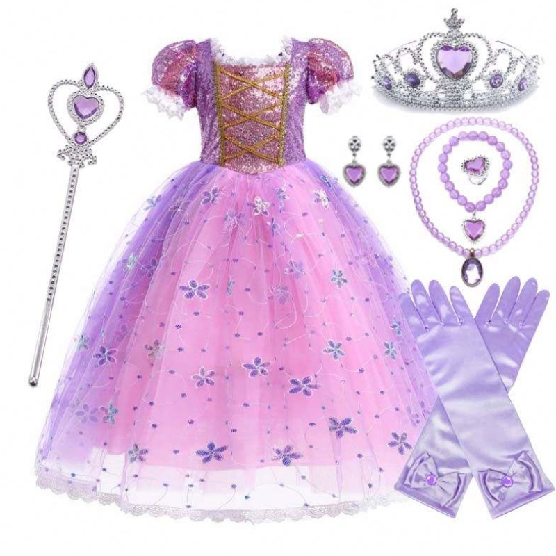 Girls Princess Costume Rapunzel Weeve Paiugine COSPLAY Viola con accessori HCRS-007