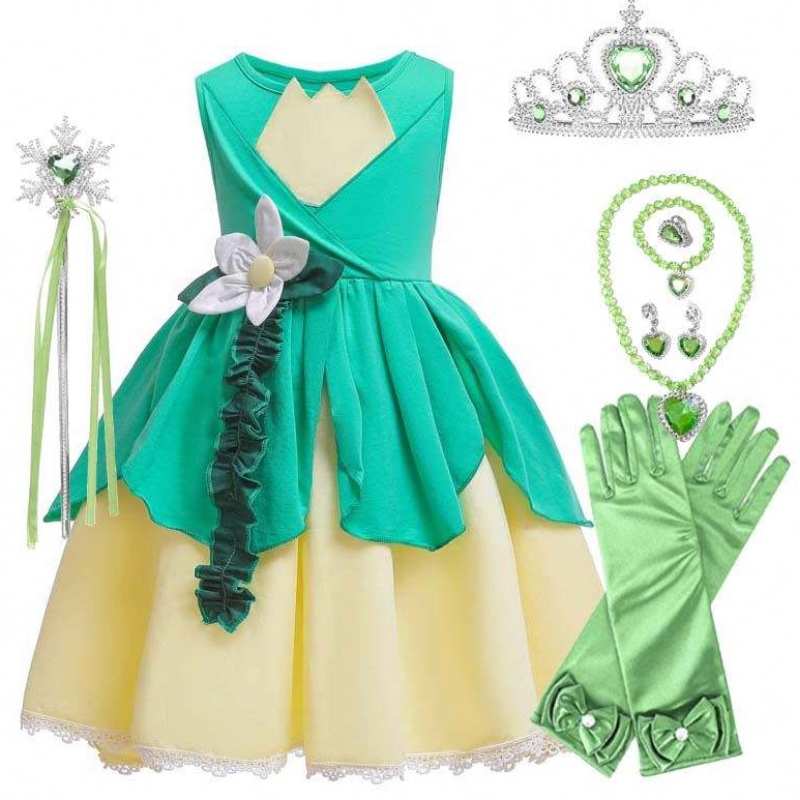 Kids Halloween Costume Tiana Costume Princess e The Frog Costume for Girls HCTB-007