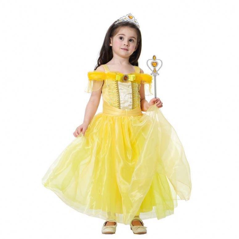 Costume da cosplay festa di compleanno di Halloween per bambini Princess Belle Ballroom Gown HCBL-006