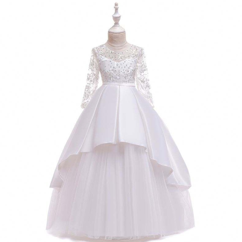 Abito da sera da sera a maniche lunghe boutique abiti da sposa per la festa di compleanno della bambina con fiori LP-233