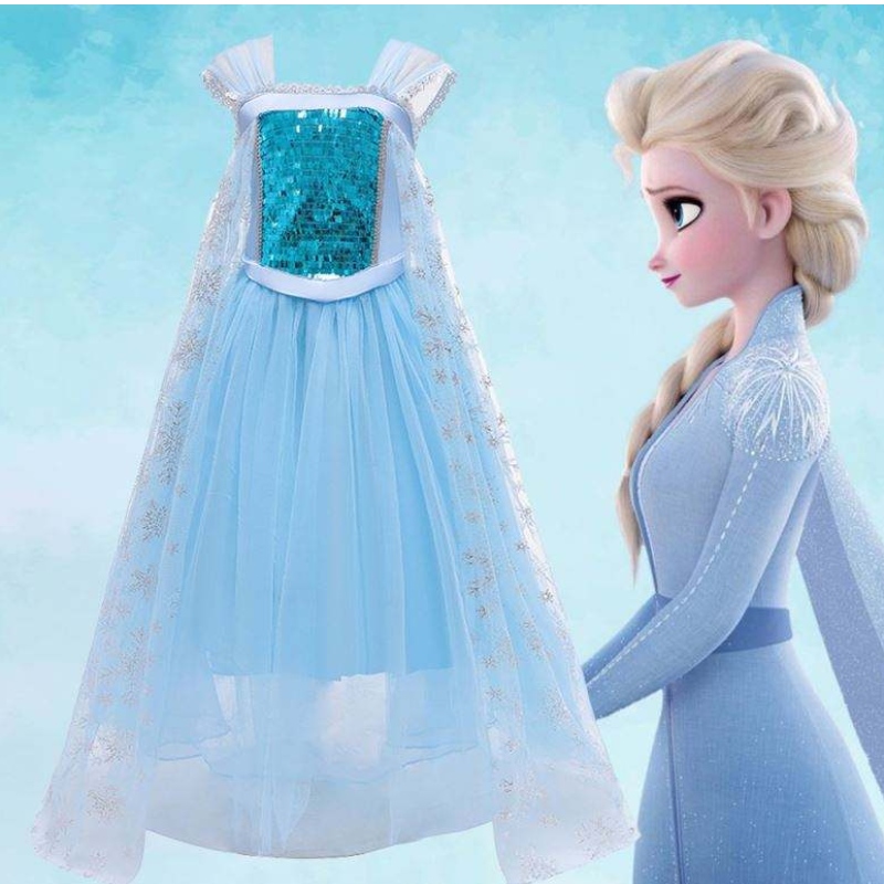 Nuovo costume da performance di Snow Queen Principessa Elsa Blue Dress Halloween Costume BX1705