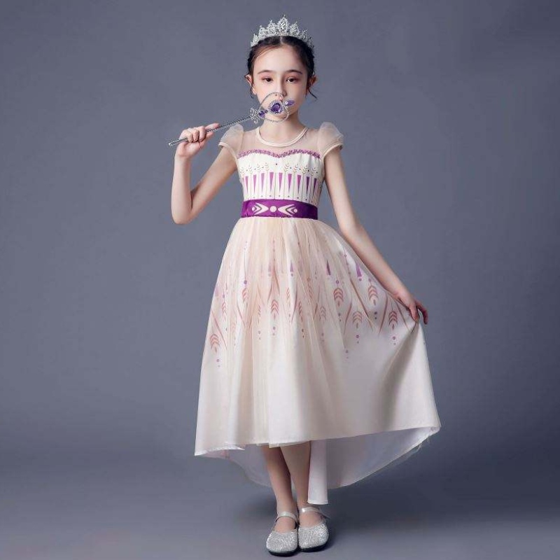 Baige New Girl Cosplay Queen Elsa Dresss Costume Trailing Princess Anna Dress for Girls BX1720