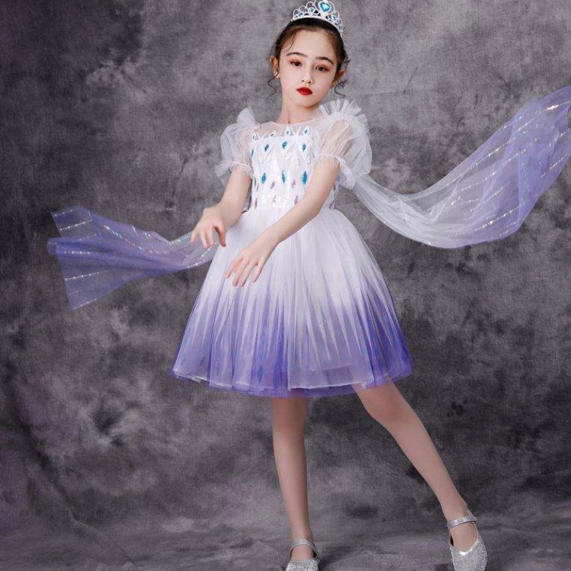 Ultime ragazze Principessa Elsa Costume Bambini White Long Lace Dress Abito da festa per bambini BX1682