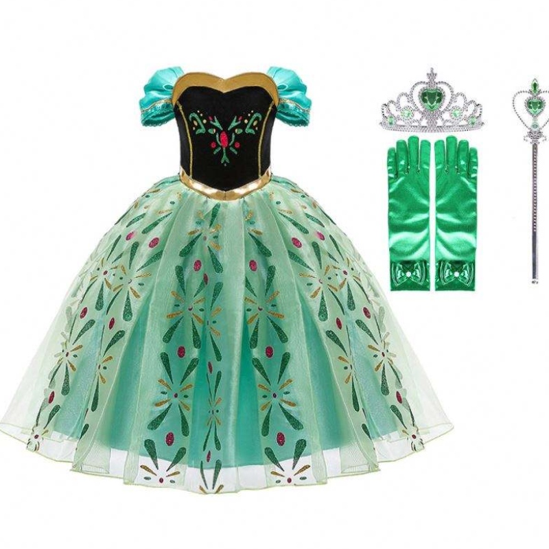 Abito anna per ragazza cosplaynevica regina principessa costume bambini abiti di halloween per bambini abito e parrucca di fantasia