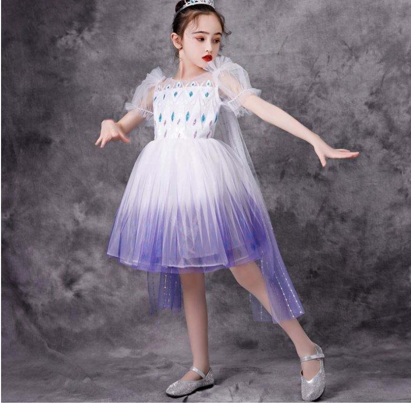 New Girl Elsa 2 Aisha White Dress Kids Kids Princess Girls Halloween Princess Abito Tutu Summer Birthing Birthday Abito da festa