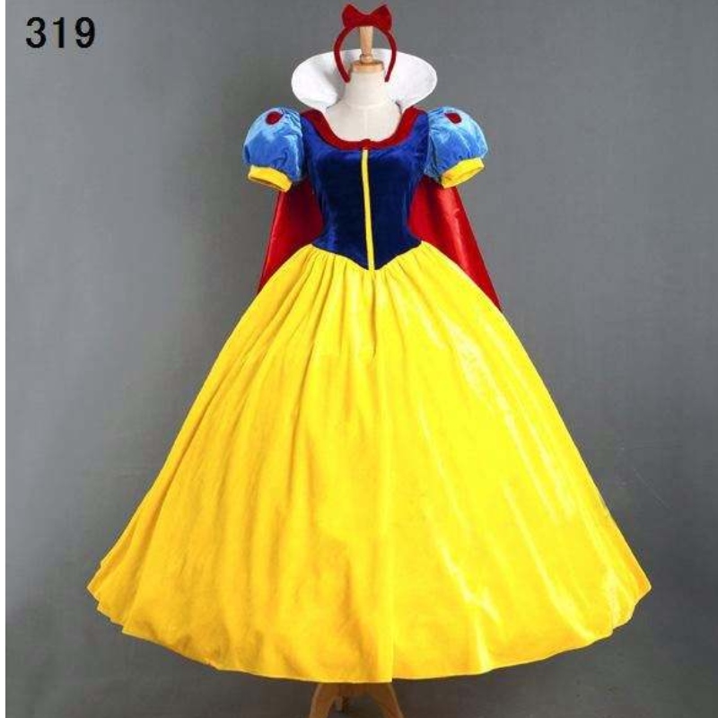 Donne all\'ingrosso adulto Halloween Cartoon Princess Biancaneve Costume daneve in vendita Principessa dineve bianco con trambusto