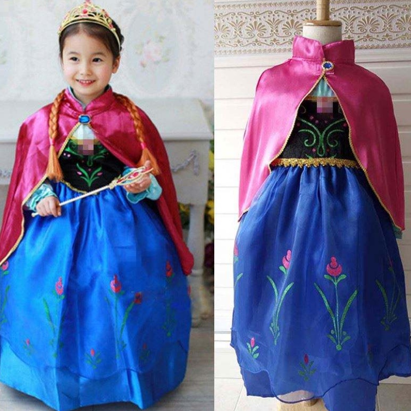Girls Elsa Anna Dress Cartoon Cosplay Snow Queen Princess Dresses Elsa Toddler Abiti di abbigliamento per ragazze