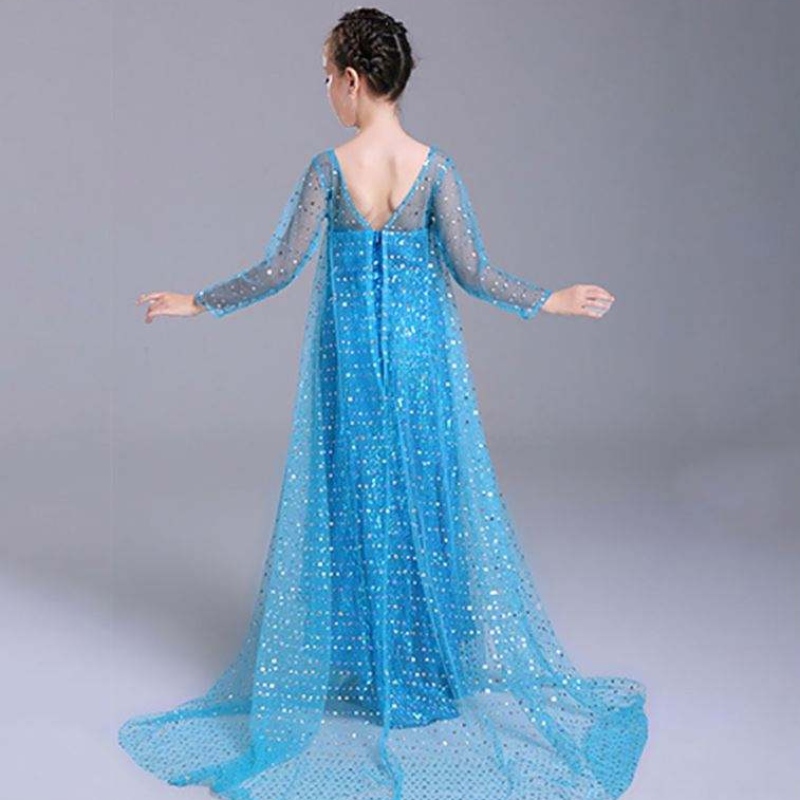 Elsa Dress Kids Girls costume Snow Queen 2 Elsa Blue Pink Abito a maniche lunghe TV&Film costumi per ragazze