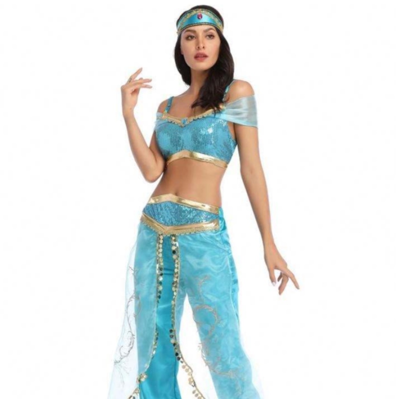 Jasmine sexy all\'ingrosso pantaloni pantaloni da donna costume principessa costume adulta arabica danzatrice costume principessa jasmine cosplay