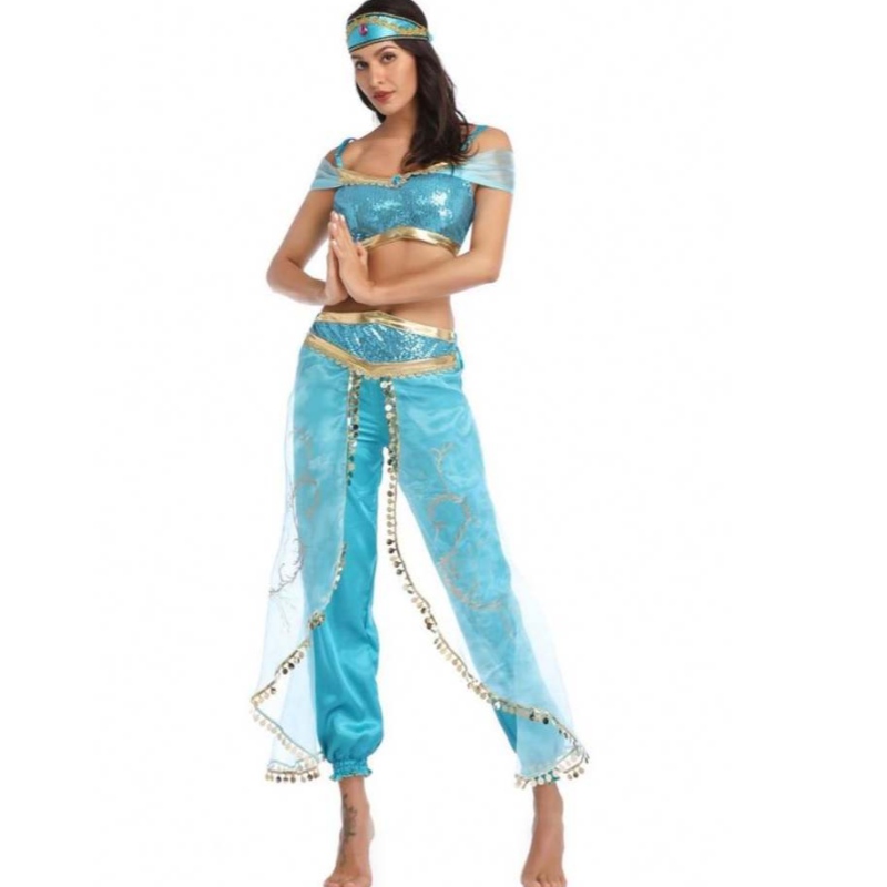 Jasmine sexy all\'ingrosso pantaloni pantaloni da donna costume principessa costume adulta arabica danzatrice costume principessa jasmine cosplay
