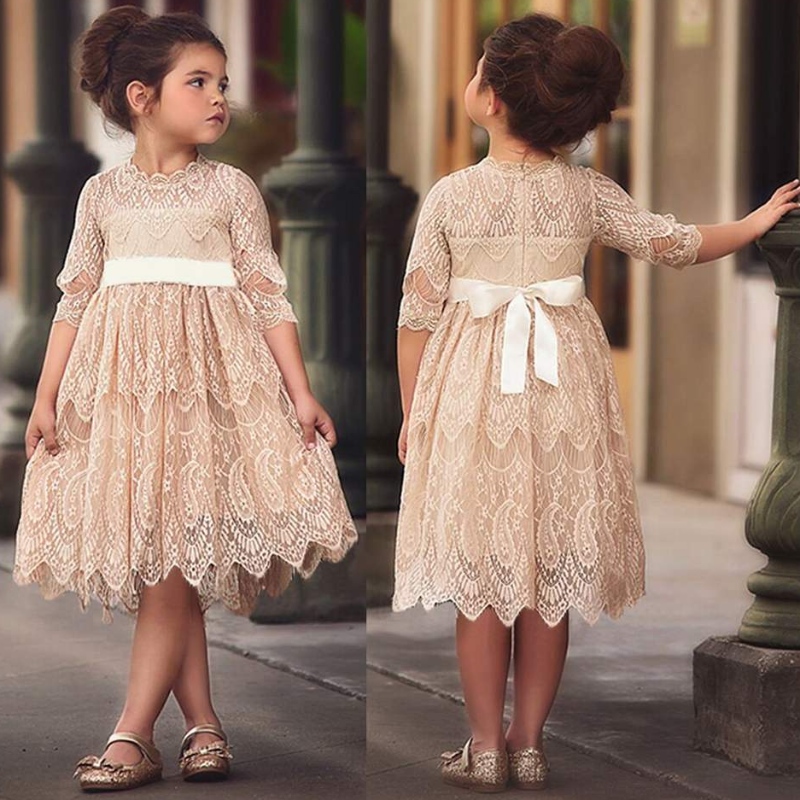 Girls Lace Dress Dress Kids A Line Princess Tulle Tulle Bridesmaid Wedding Pageant Flower Dresses