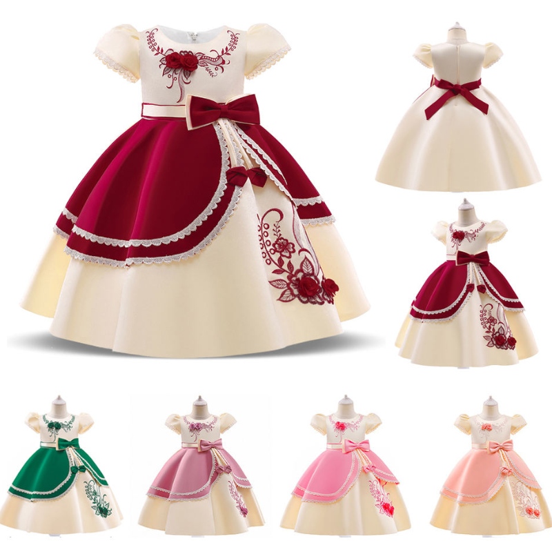 2022 Abito da ricamo vintage per bambini formali per bambini costume da ballo di fine anno principessa abiti da principessa ragazza ventido