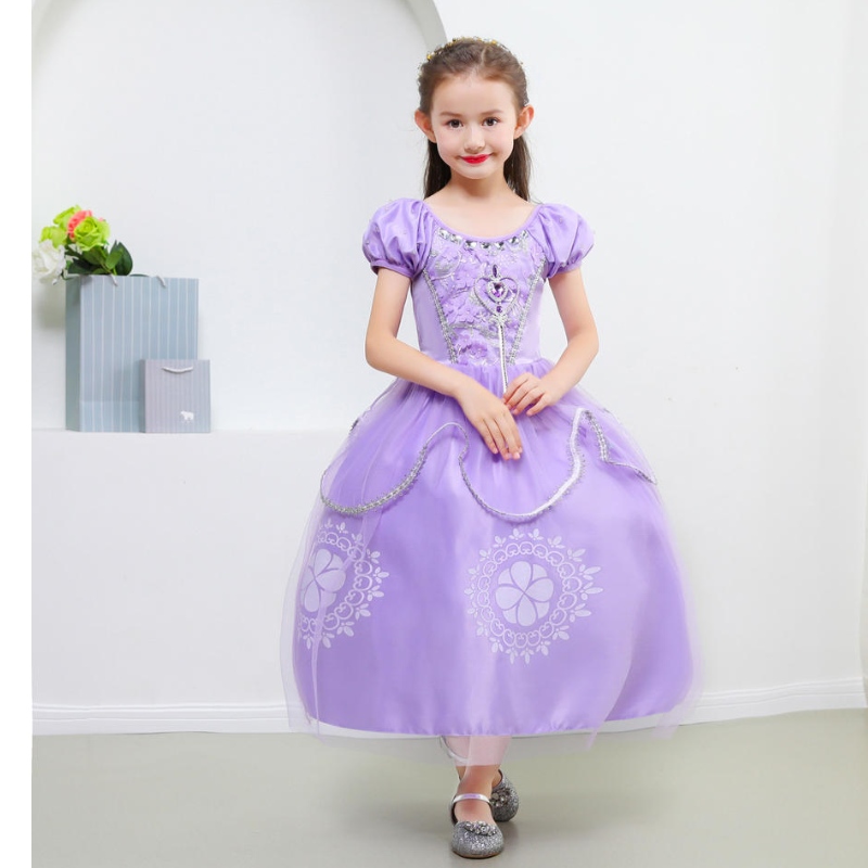 Abito da principessa Sofia per ragazze per bambini cosplay abiti a strati per manica sfogol
