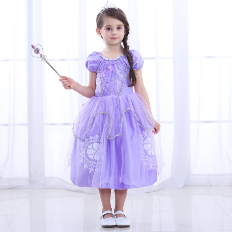 Abito da principessa Sofia per ragazze per bambini cosplay abiti a strati per manica sfogol
