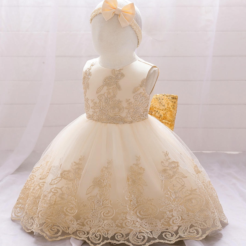 Summer Seques Big Bow Baby Girl Dress 1st First Birthday Party Dress per la ragazza Abiti da sera Princess Abiti per bambini