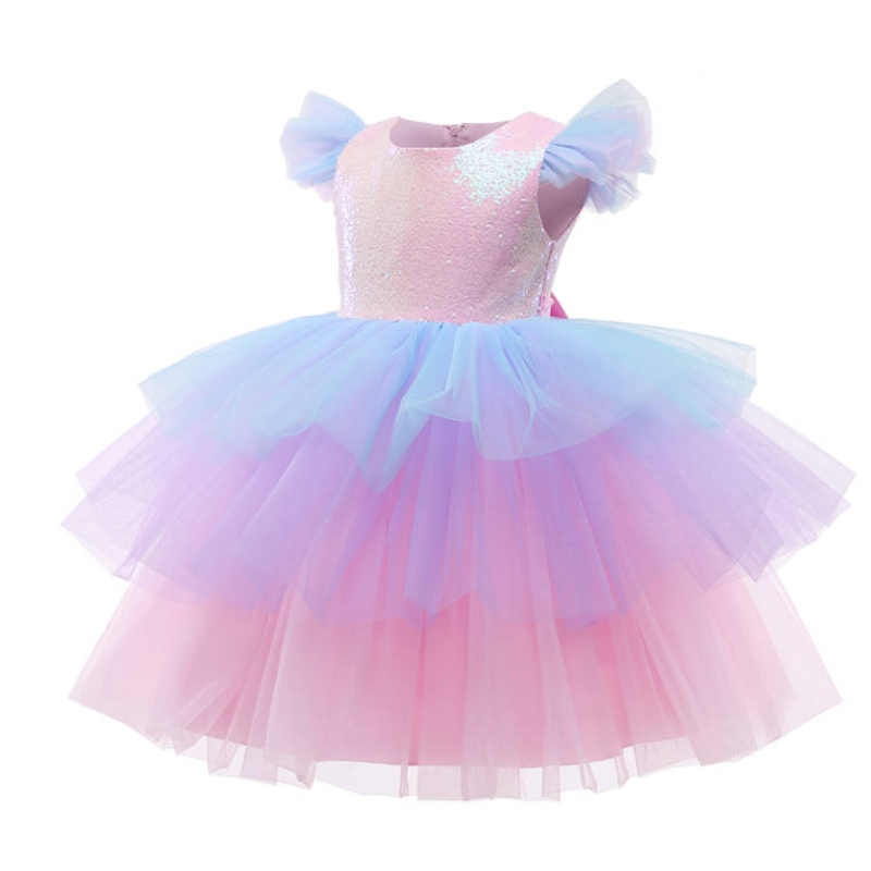 Girls Formal Princess Dress Kids Lace Tulle Rainbow Elegante serata da sera Tuttu Gown Gown Children Wedding Communion Costume