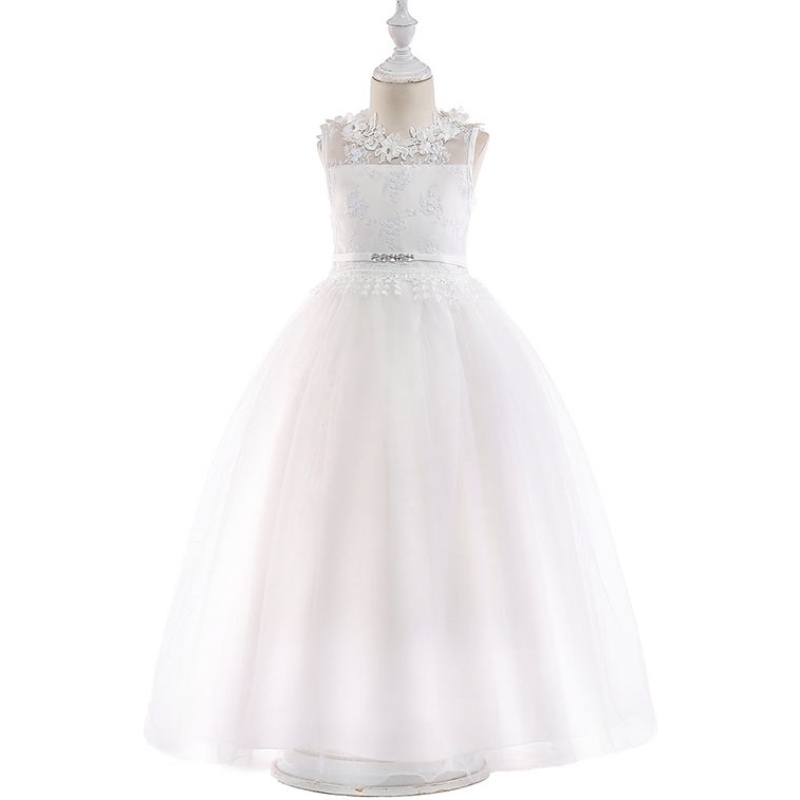 2022 Abito da ragazza Abito da festa Elegante White Bridesmaid Princess Kids Dresss for Girls Abbigliamento Abito da sposa per bambini 10 anni 12 anni