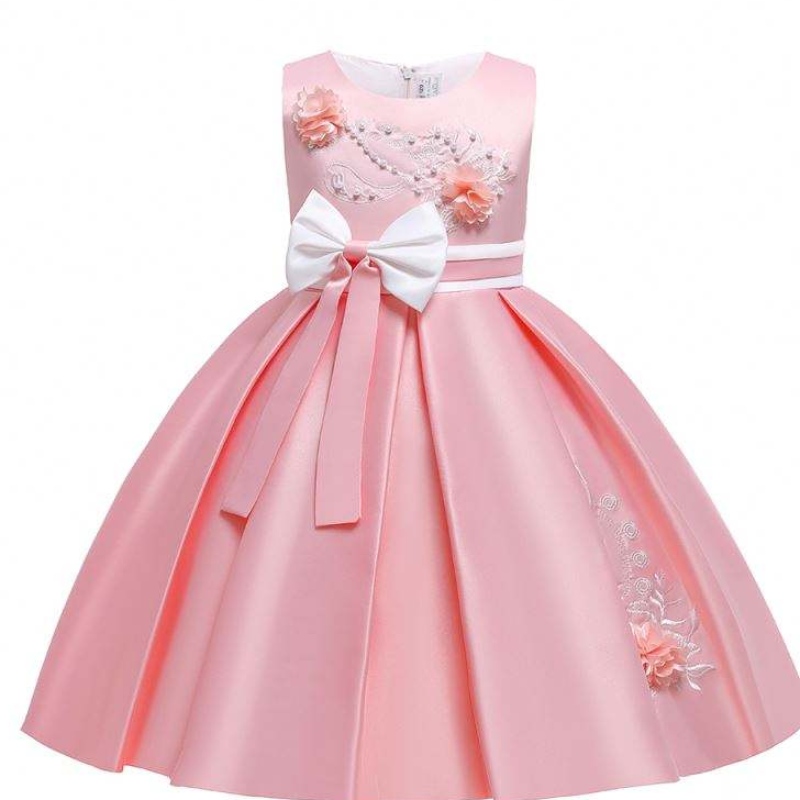 Baige Satin Pattern 4 anni 4 anni abito da ballo per bambini Abito da festa di fiori L5285