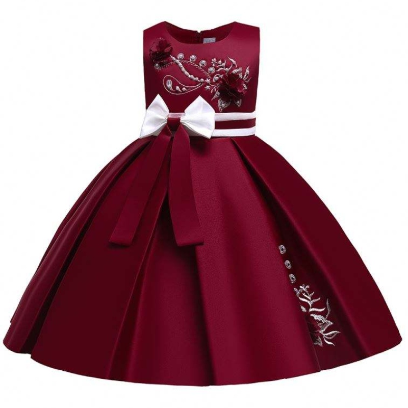 Baige Satin Pattern 4 anni 4 anni abito da ballo per bambini Abito da festa di fiori L5285