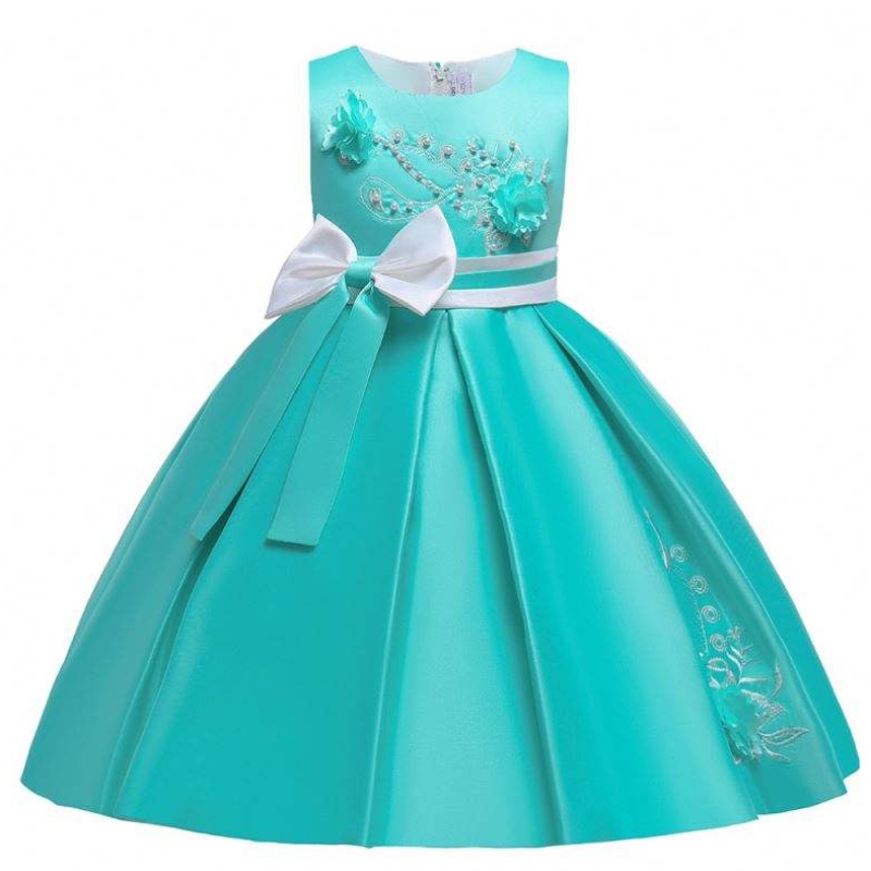Baige Satin Pattern 4 anni 4 anni abito da ballo per bambini Abito da festa di fiori L5285