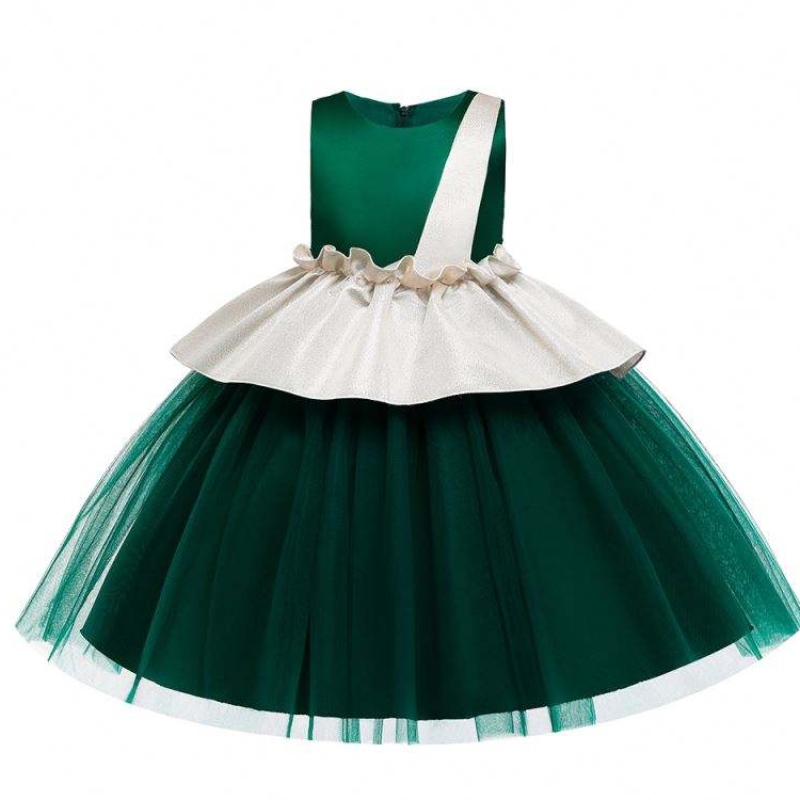 Abito a strati di baige abiti da sposa a colori verdi per bambini abiti da fiori
