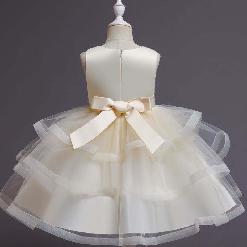 Baige Flower Girl Dress per bambini abito per bambini abito da principessa tutu con abbigliamento di compleanno per tallone ginocchio