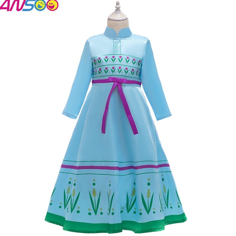 ANSOO ANNA Princess Costumes for Kids Halloween festa di Natale Cosplay Snow Queen Girls Gown