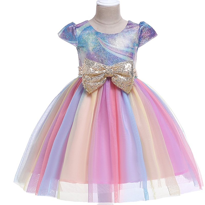 Ansoo oe oem odm hot vendere unicorno arcobaleno bambina abiti di compleanno abiti da ragazza cotone abiti da festa principessa per 1-6 y ragazze tutu