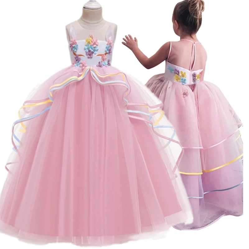 Fancy Girl Halloween Unicorno Party Long Dress Princess Girls Costume per bambini vestiti da bambina Abbigliamento per bambini