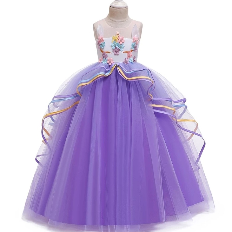 Fancy Girl Halloween Unicorno Party Long Dress Princess Girls Costume per bambini vestiti da bambina Abbigliamento per bambini