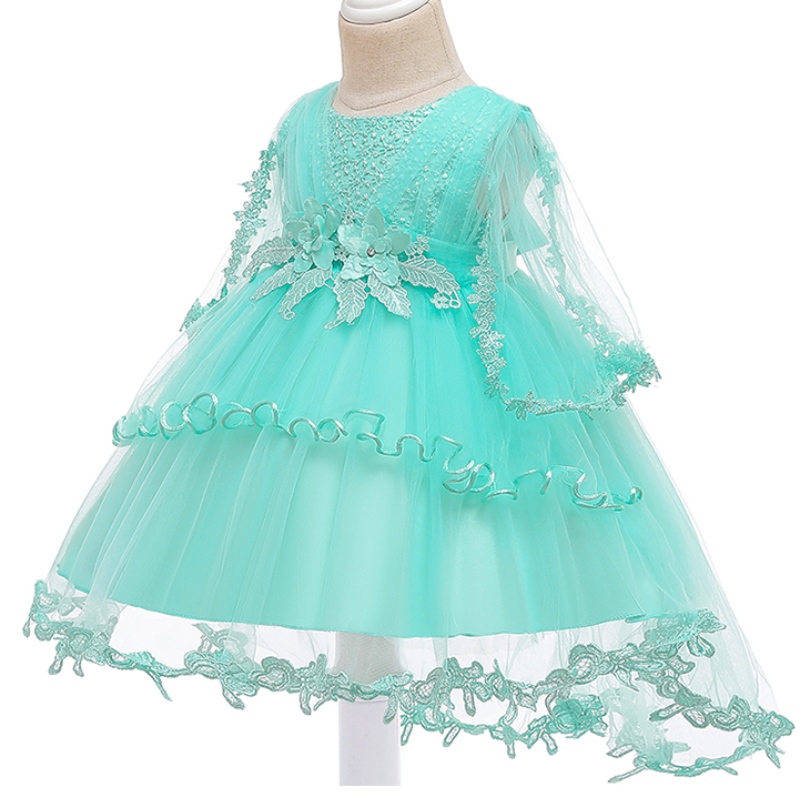 Ansoonuovo design garze shawl abito fiore per bambini abiti da sera per festa di Natale per bambine