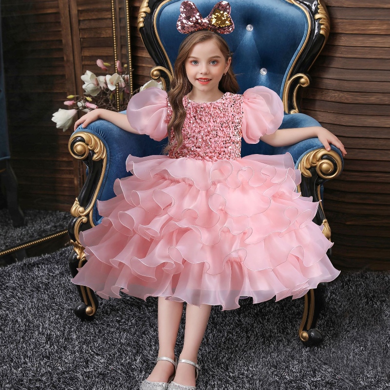 Abito da festa per matrimoni per ragazze Tulle Birthday Birthday Abiti TUTU BEADERE BASSAGGIO ABITÀ ELEGENTE DELLA Principessa Elegante abito da principessa
