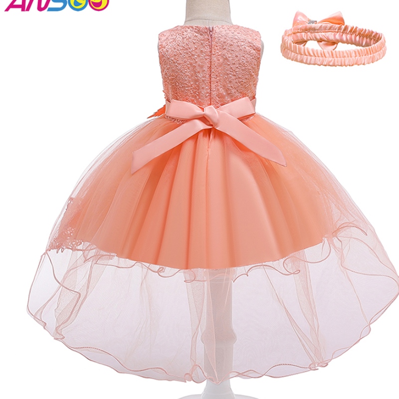 Ansoo Pretty Peach Children \\\\ Girl Birthday Princess Flower Orange Wedding Abito per ragazza