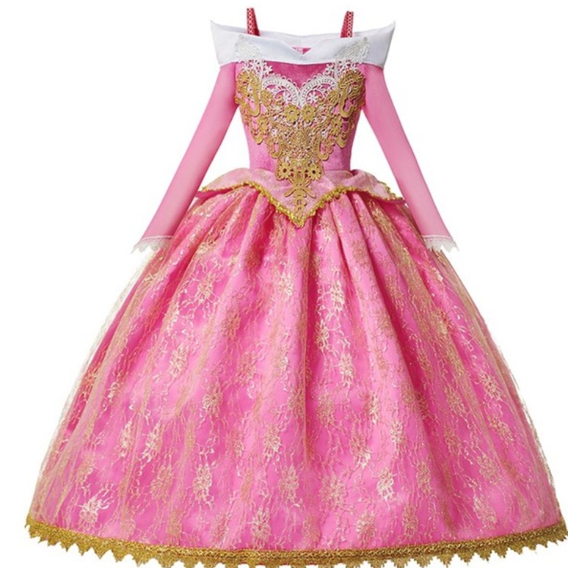 Girls Deluxe Sleeping Beauty Principessa Costume a manica lunga abito da festa per feste per feste per feste per abiti per abiti 3-10t 3-10t
