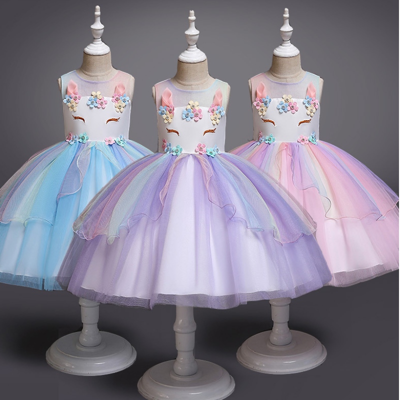 Unicorn Princess Costume Girls Pageant Accumi lunghi abiti per bambini abbracci da fiore di abbracci da fiore abiti tutu