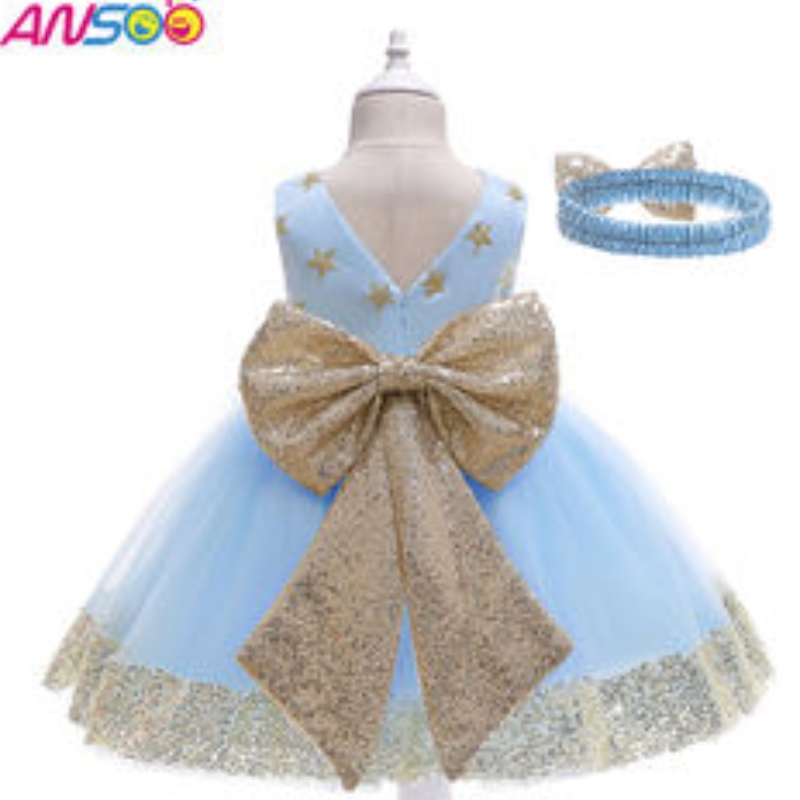 ANSOO Fancy Kids Dress New Arrival Lace Flower Girl Modelli Star adorabili Bambini per bambini Abito per 1-13 anni Girls