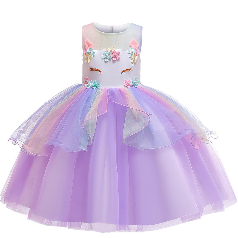 Performance Wear Unicorn Dress Up Abiti per le bambine Rainbow Unicorn Tuttu Abito costume con regalo di compleanno della fascia per la testa