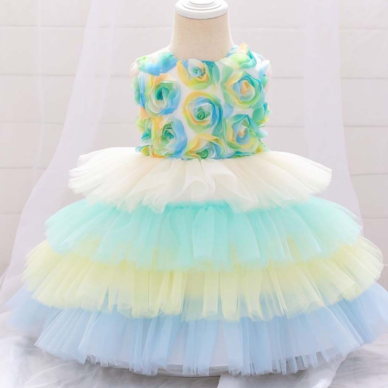 2020 Flower Newborn Baby Baptism Abito First Communion Vestiti per torta tutu abiti principessa