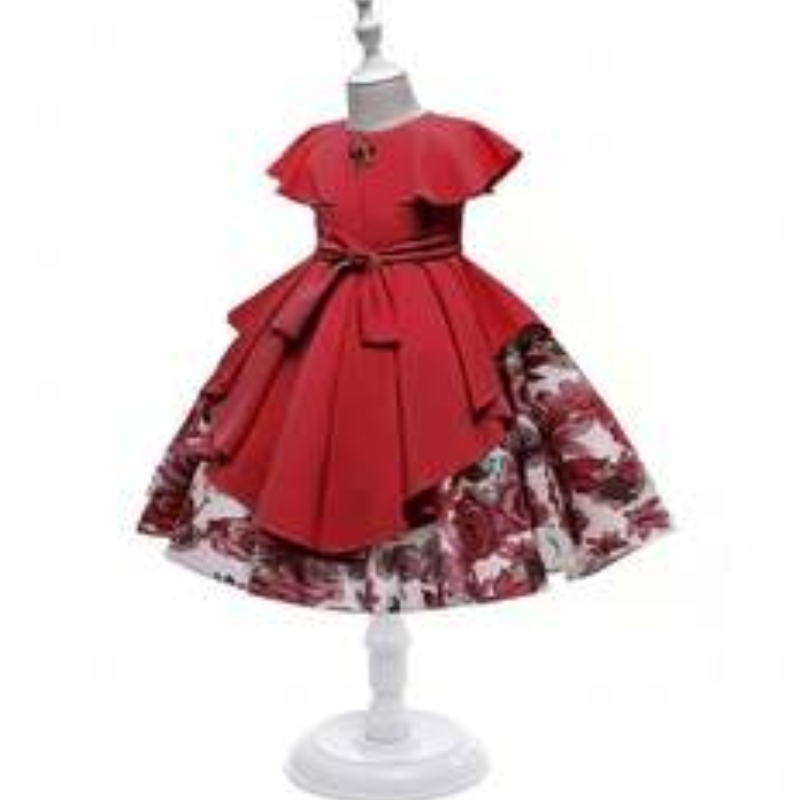 In stock baby perline da ragazza raso vestito per bambini abiti abiti da design per bambini cny capi