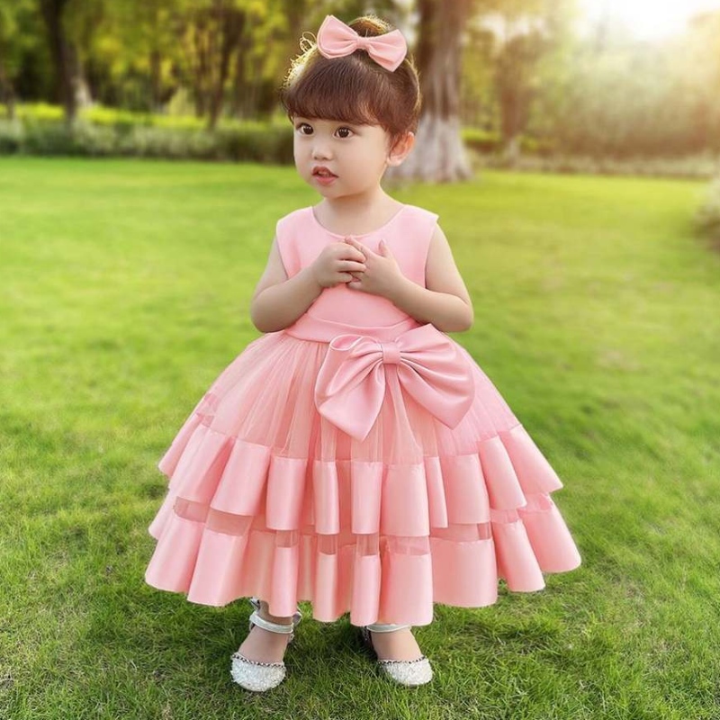 Abiti da bowknotnuovi bambini baige per bambini trastilingnet principessa adorabile ragazza di compleanno da ragazza adorabile