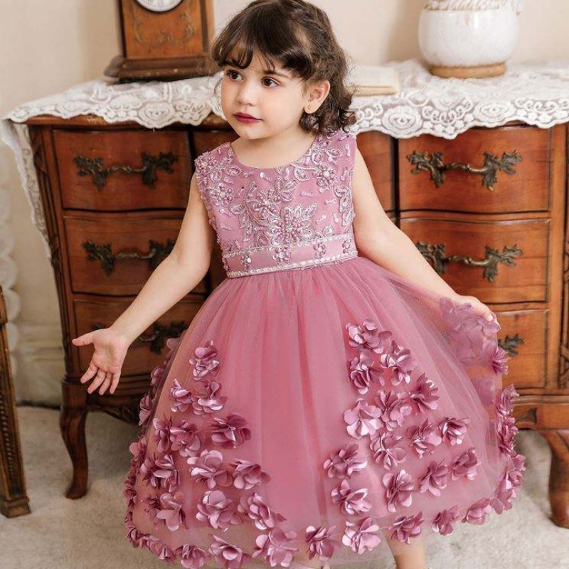 BAIGE Summer Floral Children Abiti per bambini Abiti per la festa Principessa matrimonio 1 anno abito di compleanno per bambino N2103