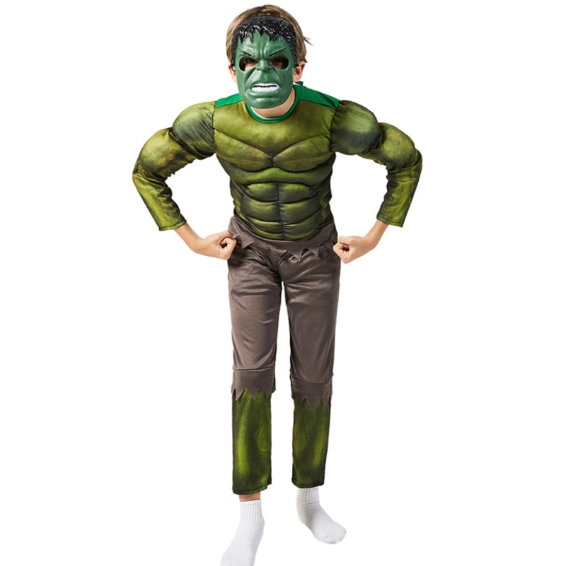 Costumi Green Hulking con maschera costume muscolare supereroe costume di Halloween per bambini regalo per bambini