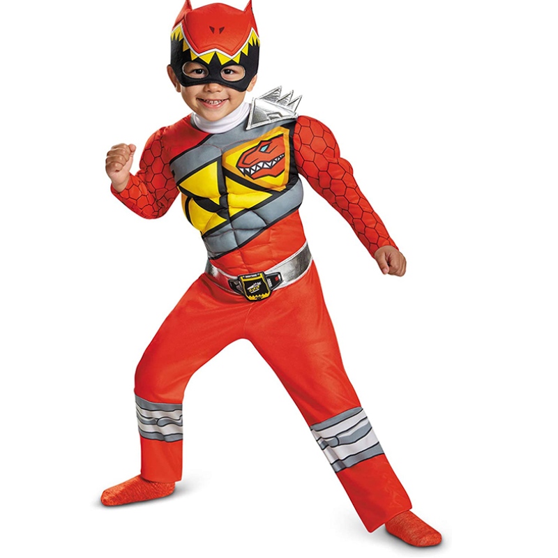 Red Power Muscle Superhero Dinosaur Costumi per bambini ragazzi Halloween Cosplay Anime Groving Party Dress Up Clothes